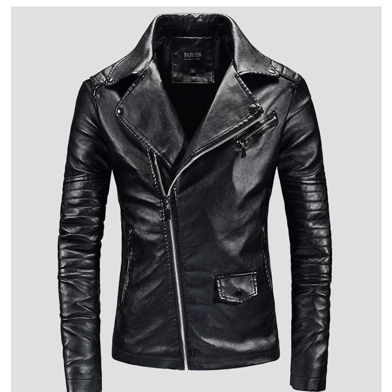 Fashion High-end Men's Leather Jacket Fashion Trend Slim Fit Plus Cashmere Warmth Send Leather Care Agent Sheepskin Jacket