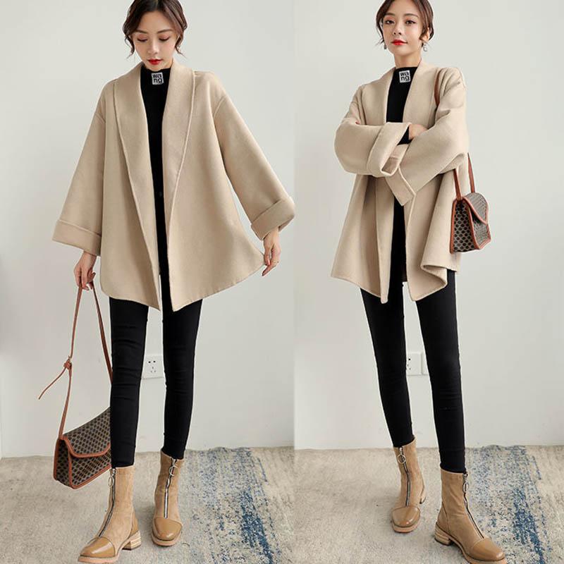 Thickened and Cotton Double-sided Woolen Coat for Women In The Long Section of Winter Slimming Cloak-style Woolen Coat with Belt