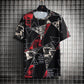 Summer Ice Silk T-shirts Oversized Geometric Graphic Print Tees Soft Breathable Cool Tops Men O-neck Short Sleeve Casual Shirts