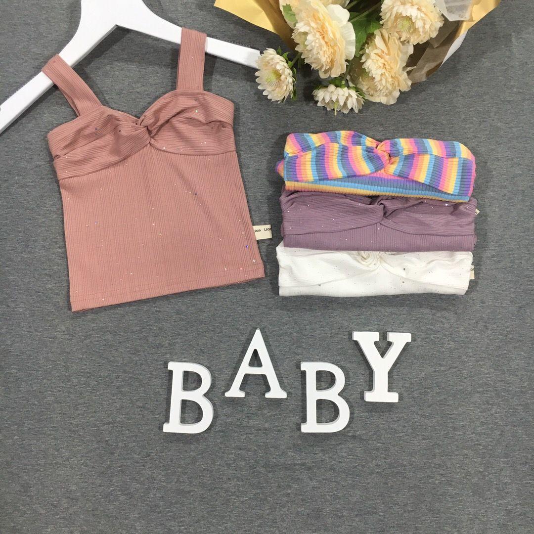 Summer Kids Cute Girls Summer Thin Camisole Tube Top Small Solid Color Halter Fine Flashing Vest