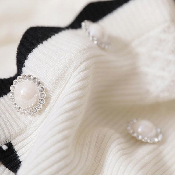 Wavy Edge Ice Silk Mid-sleeve Temperament Outer Wear Short-sleeved Women's Slim Summer Thin Knitted Sweater Top