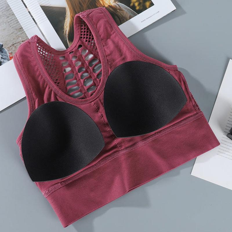 Breathable Mesh Sports Underwear Women's Shockproof Vest Gather Fitness Bra Running Yoga Stereotype Beauty Back Bra