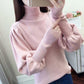 Core-spun High-neck Slim-fit Sweater Women Autumn and Winter Lantern Sleeve Knit Top Fashion Loose Bottoming Shirt Tide