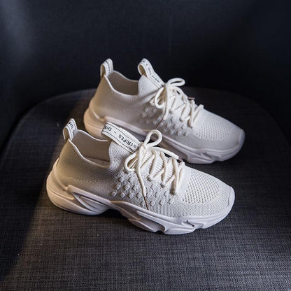 Flying Woven Women's Shoes Spring and Summer Breathable Student Sports Shoes Female Ins Street Shooting Casual Old Shoes Women