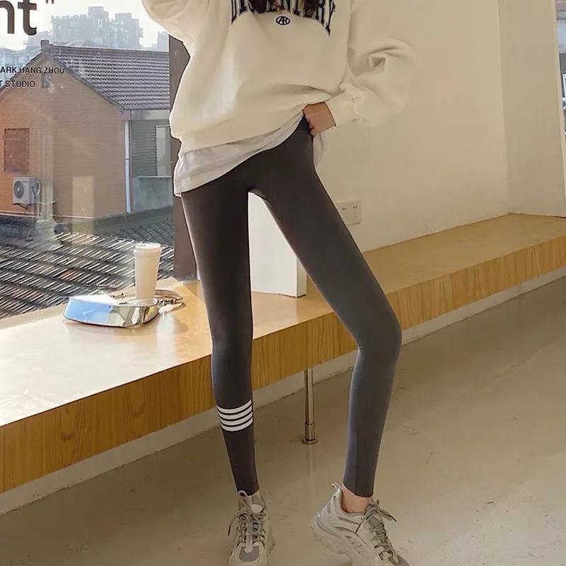 Sharkskin Leggings Women's Outer Wear High Waist Tights Four Bars Stovepipe Sports Pants Yoga Ninth Pants Gym Running Jogging Casual Pants