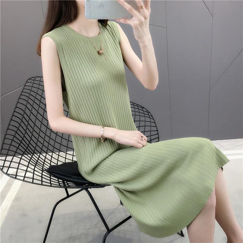 Mid-length sleeveless knit vest skirt sweater skirt for women wearing autumn and winter wear