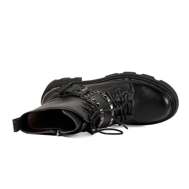 Autumn and Winter Martin Boots Belt Buckle Short Boots British Shoes Snow Boots Plus Velvet Warm Cotton Boots Motorcycle Shoes