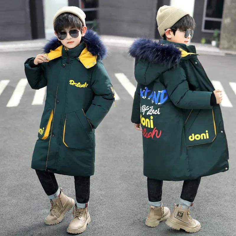 Boy's Cotton-padded Winter Children's Jacket Thickened Mid-length Cotton-padded Jacket Western Style Big Children's Warm Top