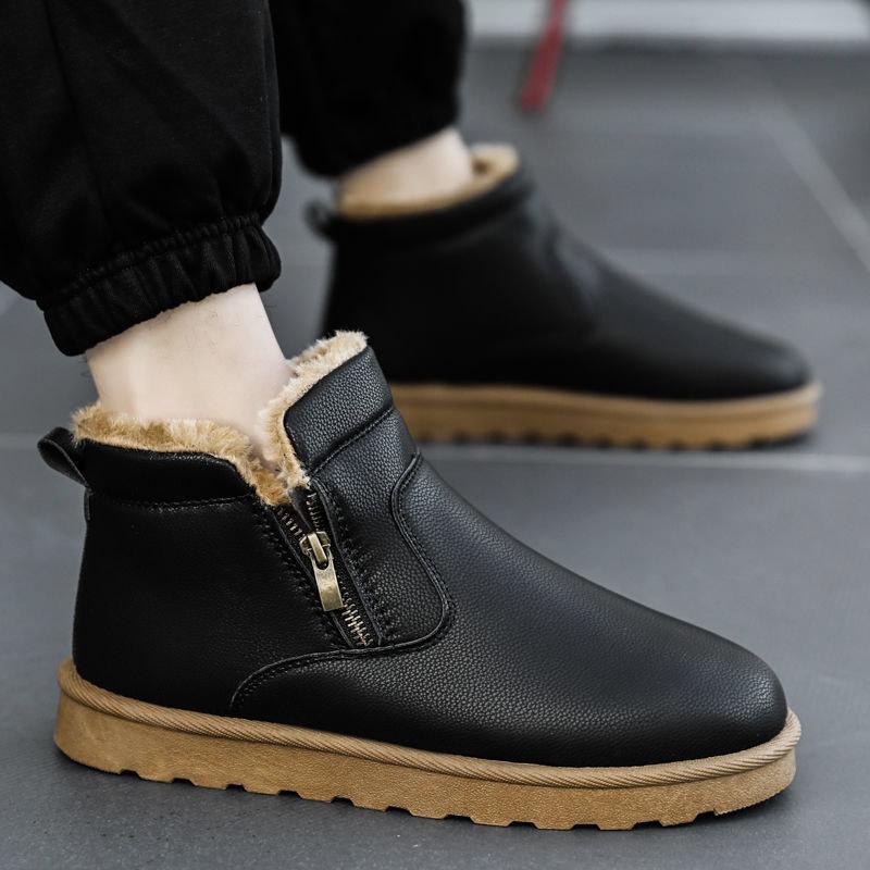 Winter Men's Shoes Plus Velvet Thick Warm Cotton Shoes Outdoor Waterproof and Ski Boots