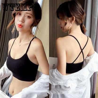 2 pieces no steel ring bra strap wrapped chest yoga student high school girl Korean version