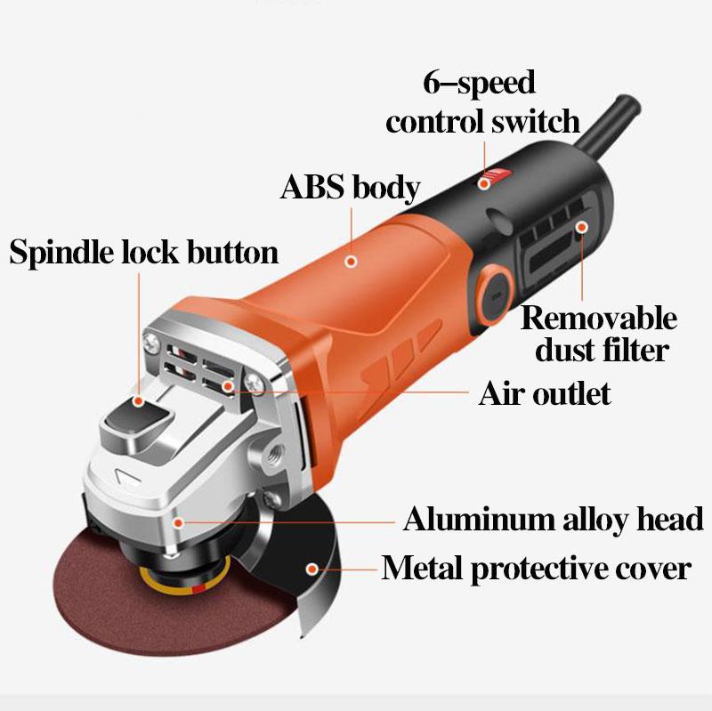 3880W Industrial Luxury Angle Grinder Set with Toolbox Handheld Cord Cutter Polisher Can Cut Metal Stone Glass