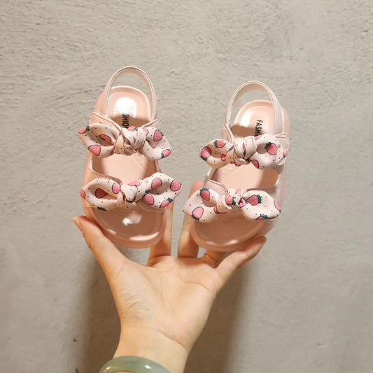 Girls' Sandals Non Slip Soft Sole Summer Bow Decoration Peep Toe Princess Shoes Summer Beach Shoes