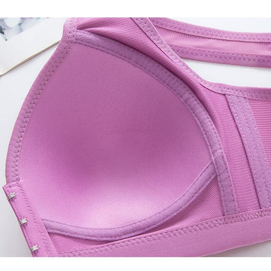 Bra Front Button Type Non-wireless Underwear Women's Thin Big Breasts Small Breasts Beautiful Back Bras Light and Breathable Underwear