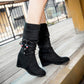 Bohemian Women's Snow Boots Increase Wedges Boots  Plus Velvet Calf-high Boots Winter Elastic High Boots