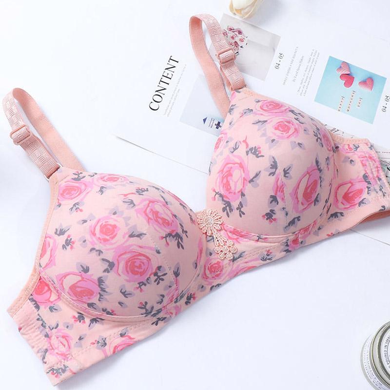 Sexy Light Surface Large Size No Steel Ring Rose Comfortable Skin-friendly Breathable Gather Bra To Collect Breast Bra