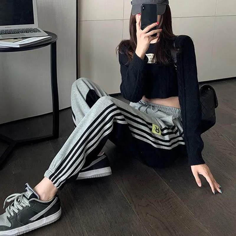 Women's Casual Sports Pants with Cotton Loose Wild Trend Student Harem Pants Autumn and Winter Beam Foot Guard Pants