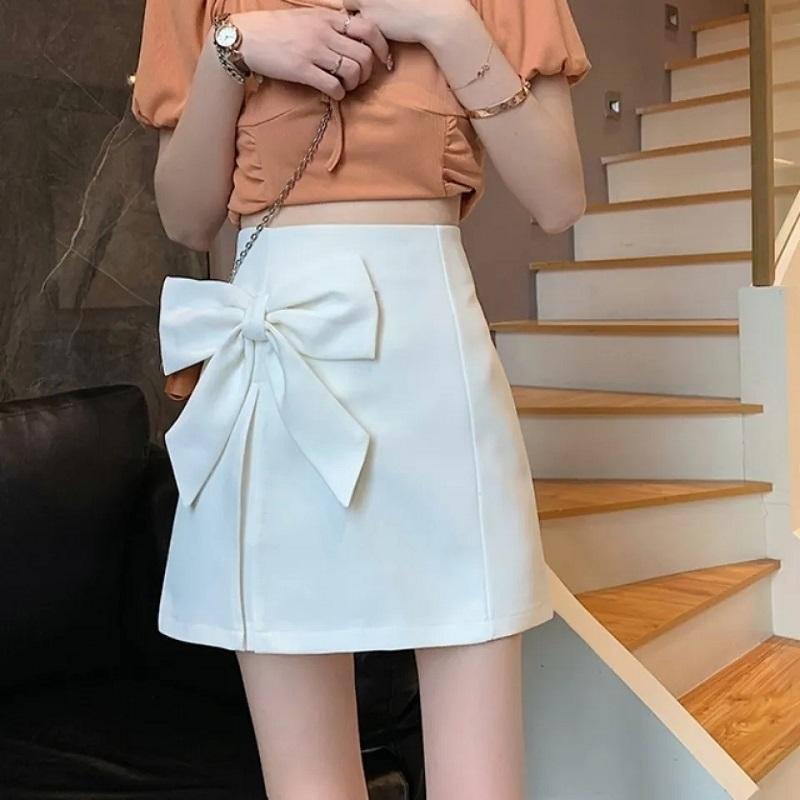 Bow Knot High Waist Slim Skirt Women's Summer A-line Skirt Casual All-match Short Skirt