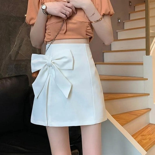 Bow Knot High Waist Slim Skirt Women's Summer A-line Skirt Casual All-match Short Skirt