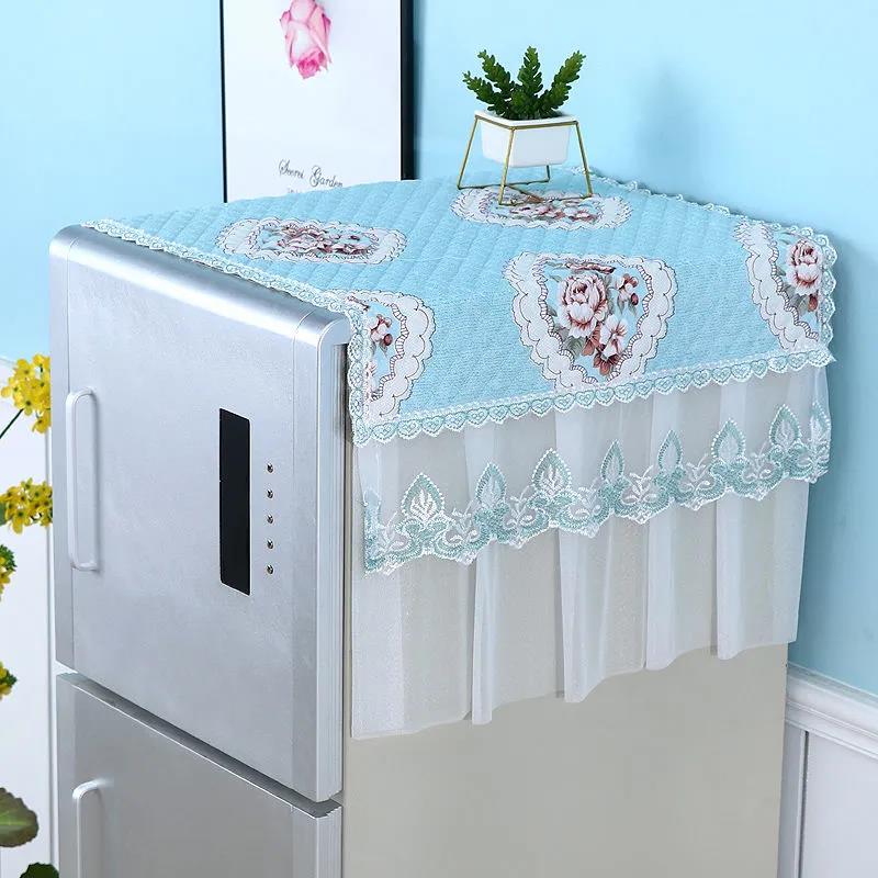 Refrigerator Cover Towel Single and Double Door Refrigerator Cover Cloth Universal Dust Cover Lace Wear-resistant Washable