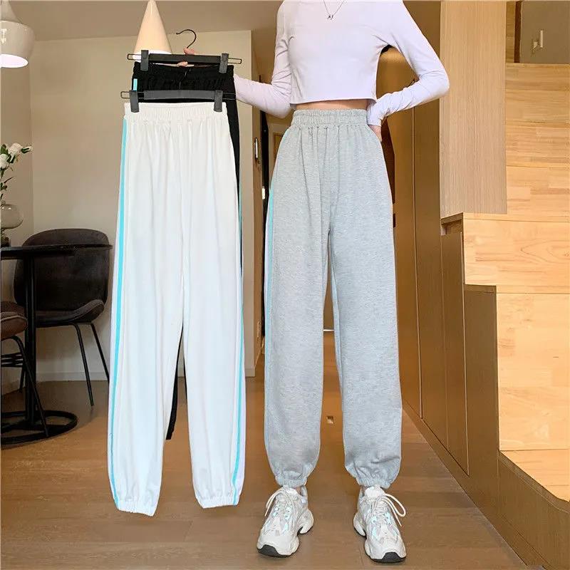 Student Sports Pants Autumn Korean Version of The High-waisted Thin Waist Casual Pants Women's Loose Straight-leg Pants