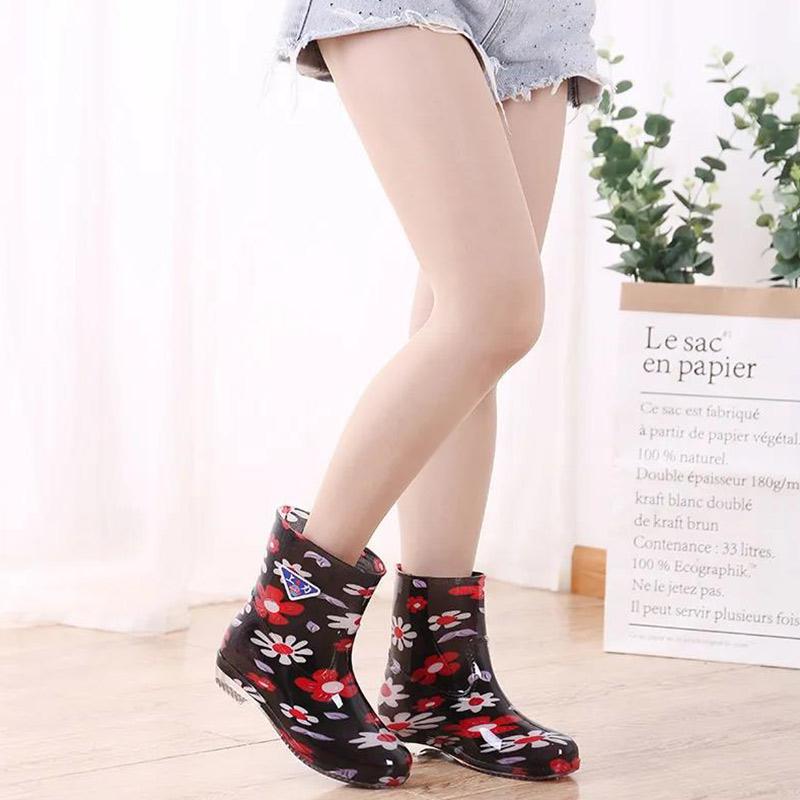 Rain Boots Ladies Adult Water Shoes Short Tube In Tube Rain Boots Fashion Waterproof Non-slip Rubber Shoes