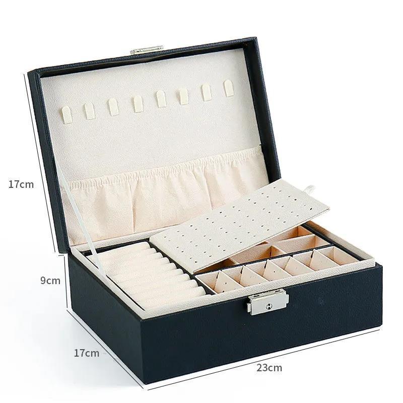 Jewelry Storage Box Large-capacity Multi-layer Multi-functional High-end Lock Anti-oxidation Earrings Jewelry Box