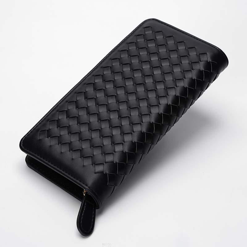 Business Long Wallet Men Women Anti-theft Weave Multi-card Holder Clutch Bag Mobile Phone Coin Bag