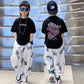 Thin Boys Summer Breathable Sweat-absorbing Short Sleeves + Loose Pants Suits Casual Street Dance Clothes Cool Children's Two-piece Set
