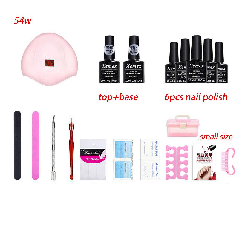 Manicure Set 54W UV LED Lamp Manicure Set 30 Color Soak Off Gel Nail Polish Nail kit Nail Art Sets