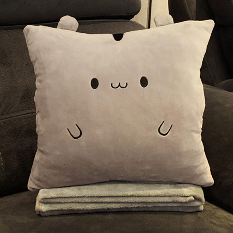 Cute Pillow Quilt Dual-use Nap Pillow Three-in-one Multi-function Coral Fleece Soft Breathable Blanket Car Decoration Pillow Portable Blanket