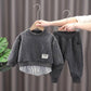 Spring and Autumn Set Baby Cute Windproof Letter Printing Long-sleeved Sweater Two-piece Baby Soft Fabric Round Neck Suit