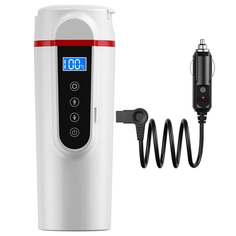 2 Pcs LCD Display Car Electric Heating Cup Stainless Steel Water Cup Temperature Control Kettle