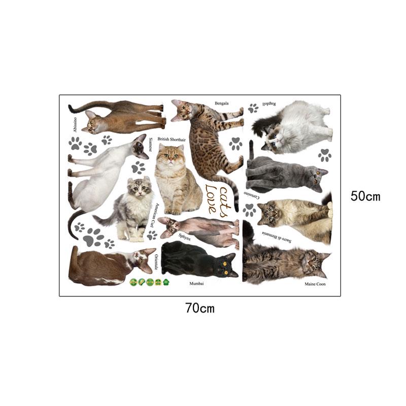 [sticker ]Diy Cut 12 Cats Wall Stickers For Kids Rooms Nursery Boy Girl Baby Bedroom Decoration Art