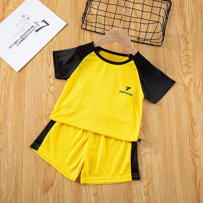 Children's Short-sleeved Suit Summer Quick-drying Underwear Thin Boys' Sports Jacket Breathable Small and Medium-sized Girls' Two-piece Suit