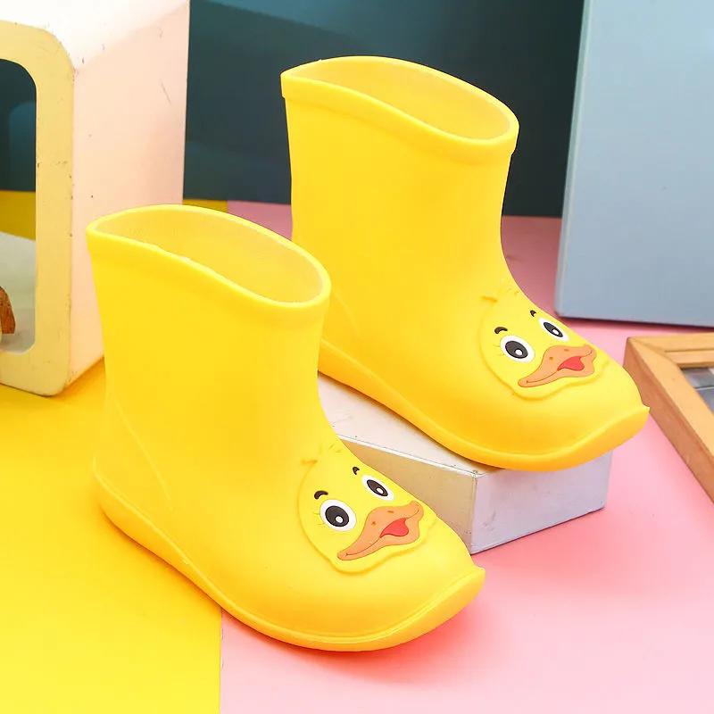Rain Boots for Kid Plush Warm Winter Rain Shoes Child Cartoon Waterproof Rainboots