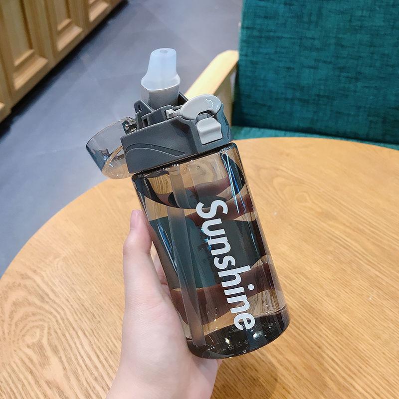 Water Cup Unisex Simple Plastic Cup with Straw Large Capacity Portable Fitness Anti-fall Cup