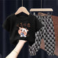 Summer Children's Short-sleeved Suit Boys' T-shirt Girls Middle and Small Children's Baby Cartoon Two-piece Suit