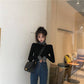 Pofulove Winter Sweater Student  Version of The Turtleneck Contrast Color Long-sleeved with Knit
