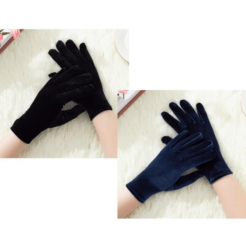 Two Pairs Pack Gold Velvet Warm Gloves Cold Protection Outdoor Riding Gloves Dance Ladies Gloves
