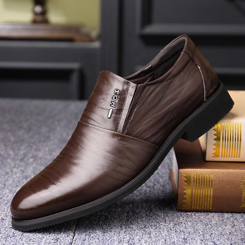 British Men's  Leather Pointed Toe Men Dress Shoes Business Wedding Oxfords Formal Shoes For Male