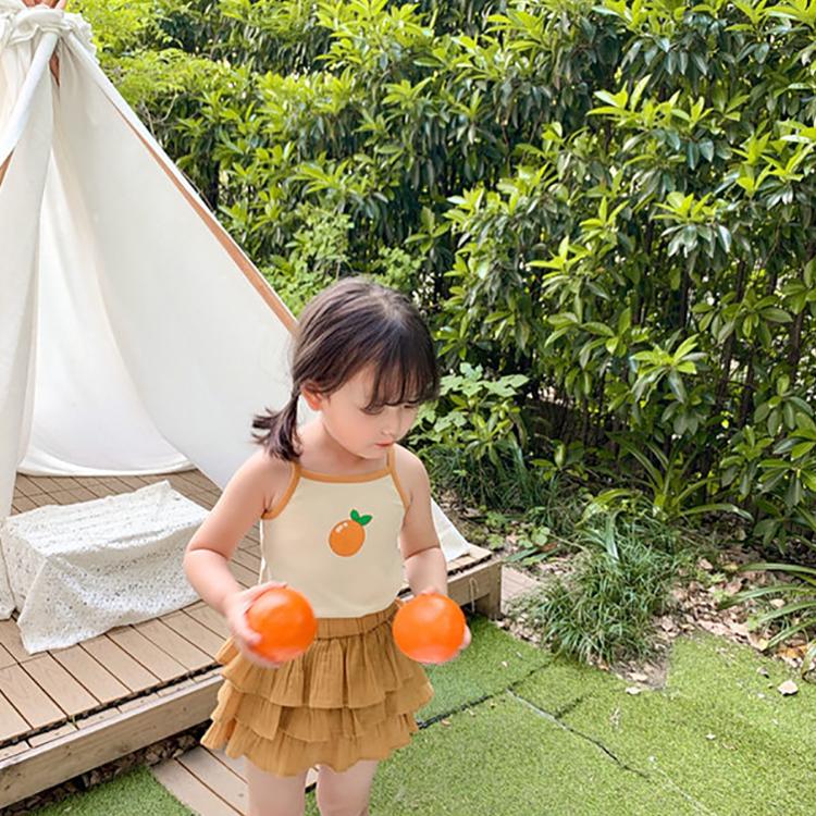 Summer Kids Cute Printing Vest Sleeveless Tops Korean Style Slash Neck Slim Camisole for Children Girls