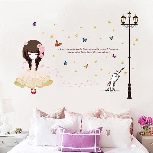 [Flower Girl] Wall Sticker The third generation street lights removable wall sticker PVC