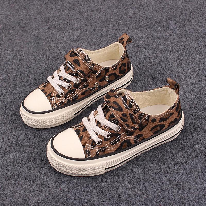Leopard Prints Kids Shoes Canvas Sneakers for Boys Girls Children's Sports Running Casual Shoes White Shoes for Toddlers