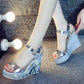 Wedge Sandals Women's Summer Casual Style Rhinestone Rivet Platform Platform Shoes  High Heel Roman Shoes