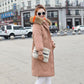 Ladies Winter Coat Mid-length Large Fur Collar Hooded Down Coat Slim Fit Hooded Thick Warmth Parka Coat