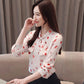 Korean Women's Long-sleeved Chiffon Shirt Lace-up Bow Women Blouse Lady Long Shirt Plus Size Casual Women Chiffon Blouse Puff Sleeve Blouse