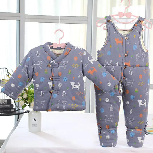 Baby Handmade Cotton-padded Clothes Foot Fall/winter Children's Cotton-padded Jacket Newborn with Feet Cotton-padded Jacket Boys and Girls