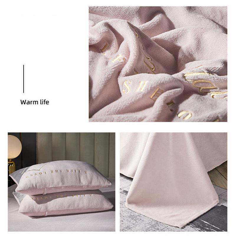 Winter Thick Milk Velvet Four-piece French Velvet Duvet Cover Sheet Crystal Velvet Embroidery Type Bedding