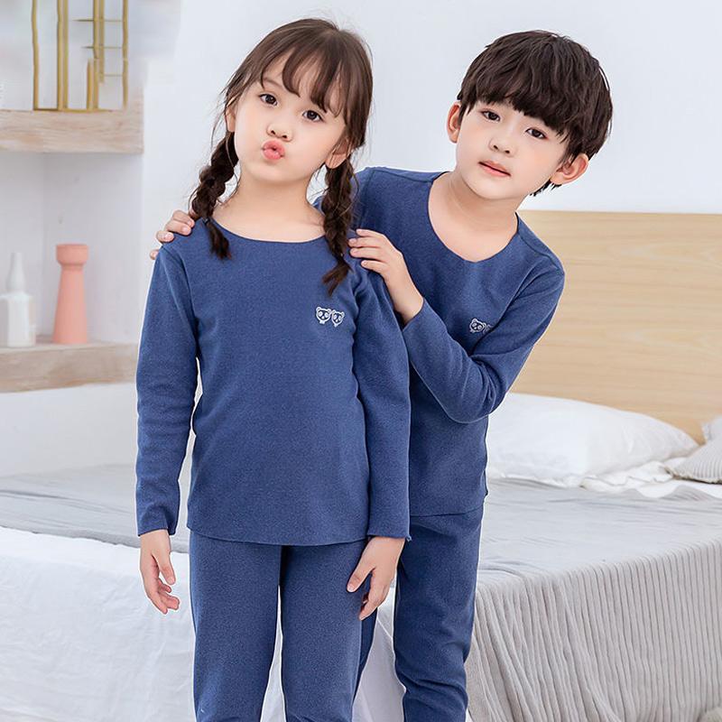 Winter Children's Underwear Suits for Boys and Girls Without Trace Self-heating Qiuyi Qiuku Baby Home Service