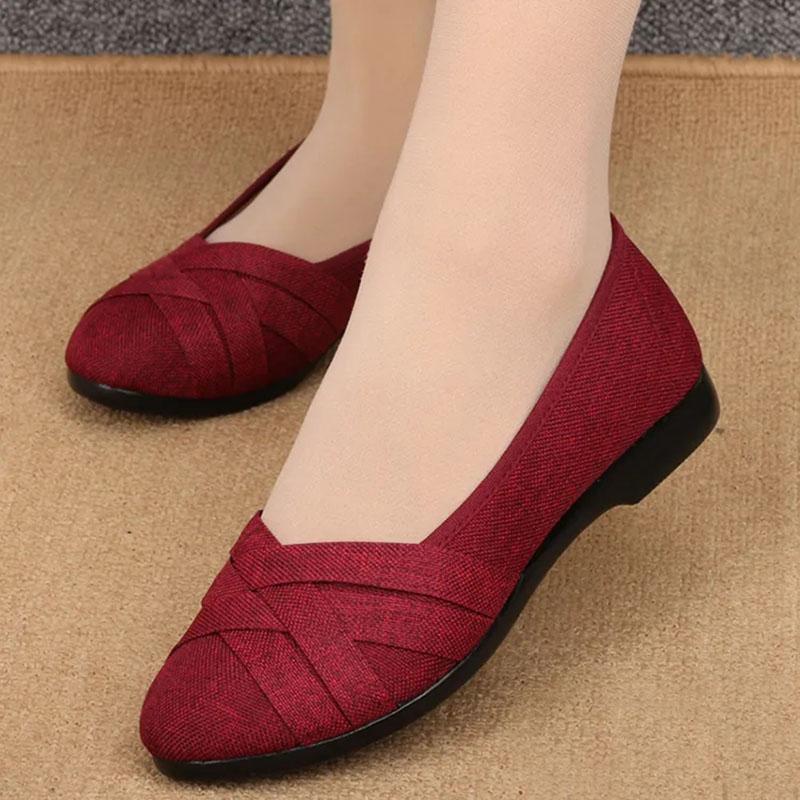 Old Beijing Cloth Shoes Women's Single Shoes Black Casual Shoes Non-slip Breathable Work Shoes Flat Shoes